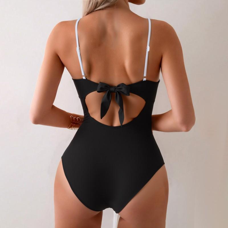 Swimsuit One-piece Color Matching Sexy Bikini Women Solid
