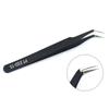 2PCS/set Stainless Steel Black Curved Straight Eyebrow Tweezers Anti Acid Nipper Rhinestone Picking Tool False Eyelash Nail Art Tool