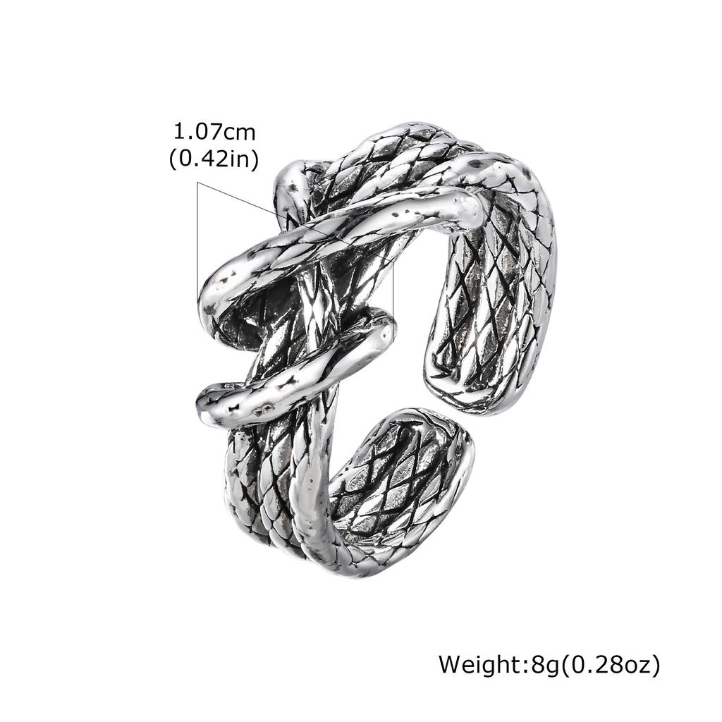Retro Woven Metal Ring for Men Boys,Irregular 3 Layers Knot Opening Ring,New Punk Jewelry Gifts