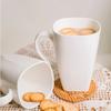 Tazze da Tè Grandi in Porcellana Bianca Ossea da 600ML, Tazza Quadrata in Porcellana per Acqua, Tazza da Caffè in Ceramica, Tazza da Caffè