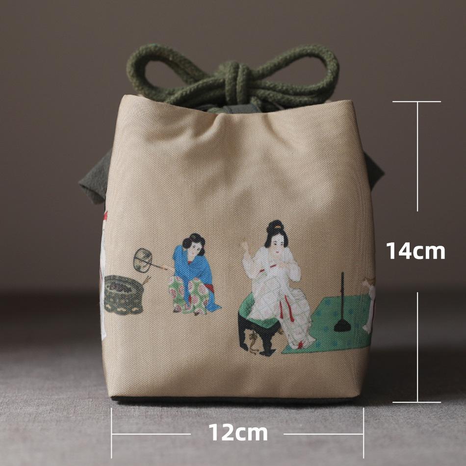 Vintage Portable Storage Bags Teaware Drawstring Bag Multifunctional Outdoor Travel Tea Set Teapot Teacup Cloth Storage Bags New