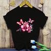 Flowers Butterfly Print Tshirt Summer Fashion Casual Short Sleeve Round Neck Tops Women/Mens T-Shirts