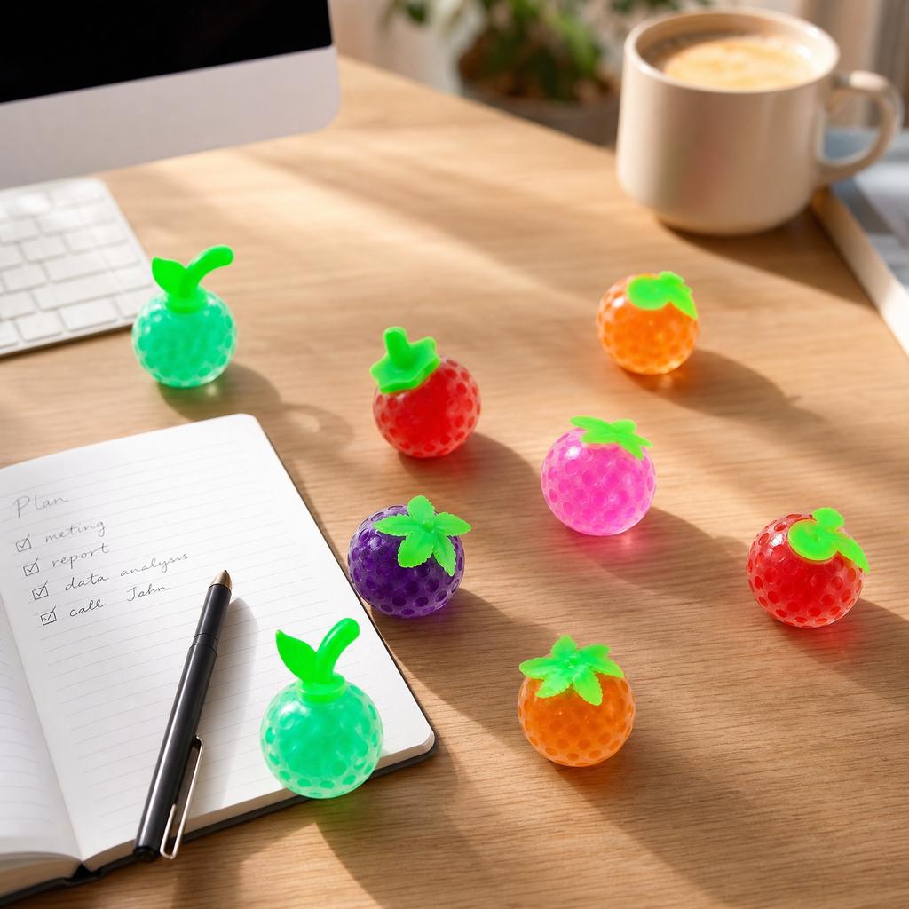 Fruit Shaped Bead Filled Stress Relief Toy Squeeze Sensory Toy for Hand Exercise and Relaxation Random Style Provided
