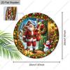 Weihnachtsdekorationsschild, hängende Innendekorationen, 2D flache Holzprodukte mit dem Muster Santa Claus, der Geschenke trägt, Weihnachtsgeschenke für die Familie