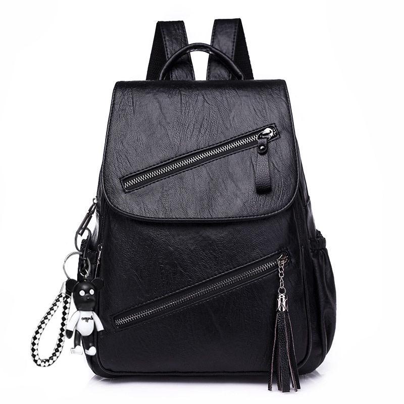 Women's 2025 Trend Korean Style Versatile Fashion Soft Leather Backpack, Large Capacity Schoolbag