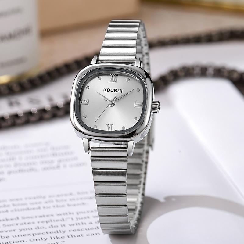 Fashion Simple Hundred Square Round Large Dial Quartz Women's Golden Strap Wristwatch Reloj De Mujer Dropshipping