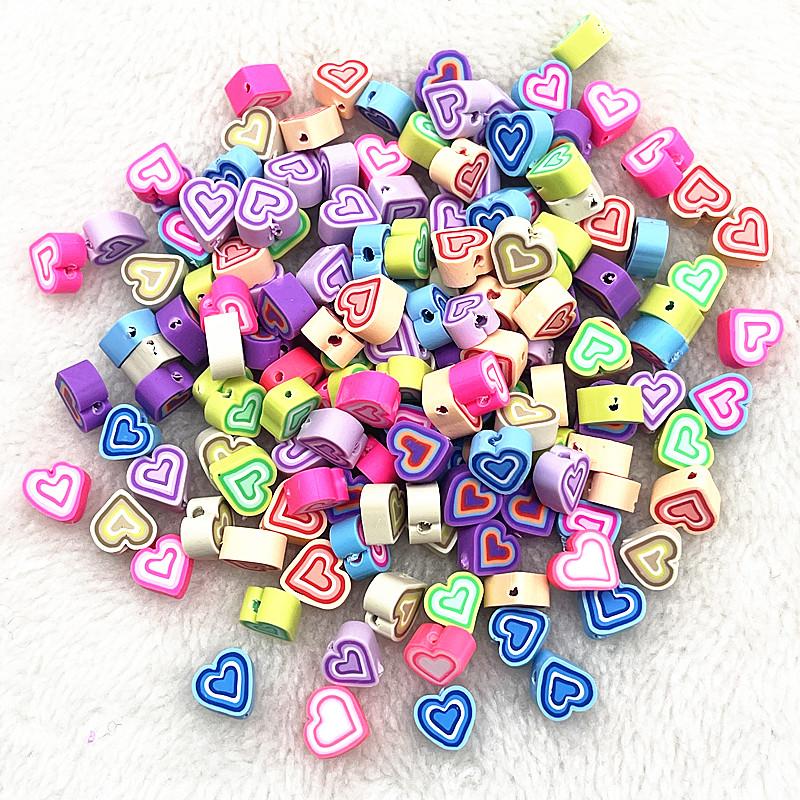 30pcs 10mm Heart Shape Fruit Beads Polymer Clay Beads Spacer Loose Beads for Jewelry Making DIY Bracelet Earring