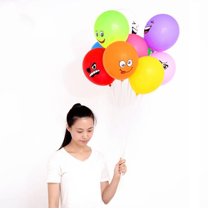 20pcslot Printed Cute Big Eyes Smiley Latex Balloons Happy Birthday Party