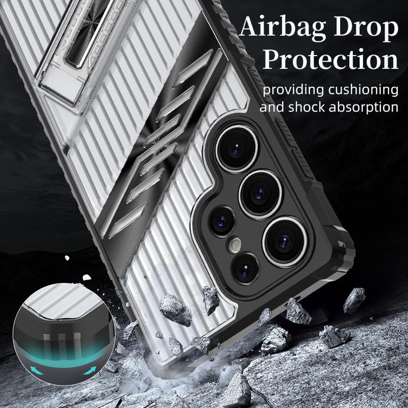 For Samsung Galaxy S23 FE S25 S24 S23 Ultra S24 FE S25 Plus Shockproof Phone Case with Invisible Stand Camera Protection