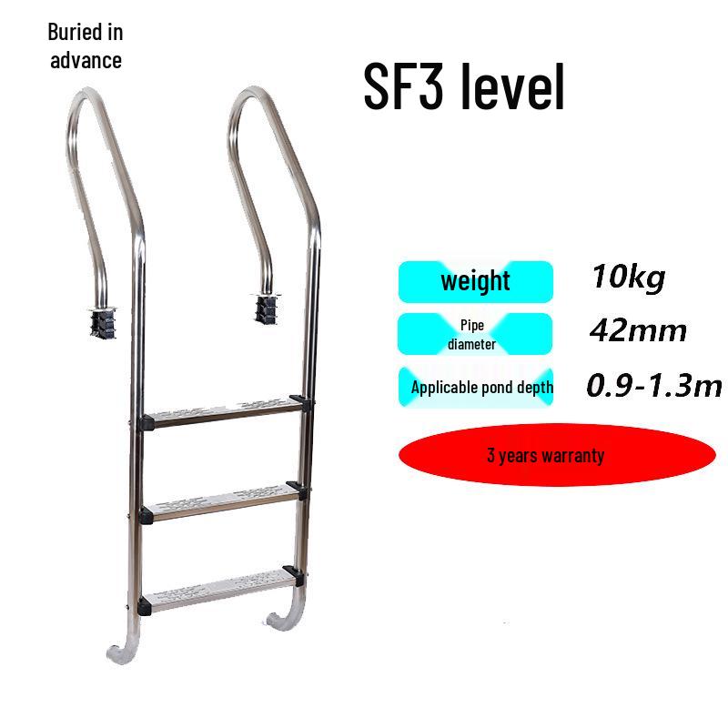 304 Stainless Steel Swimming Pool Ladder with Thickened Handrail and Pedal