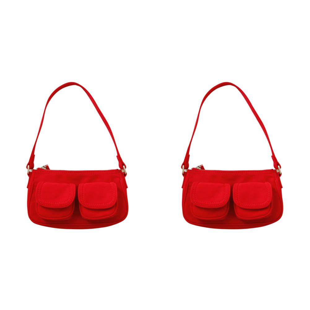 

Сумка через плечо для женщин Y2k Hobo Bag Нейлоновая сумка-портфель с двойными карманами (красный)