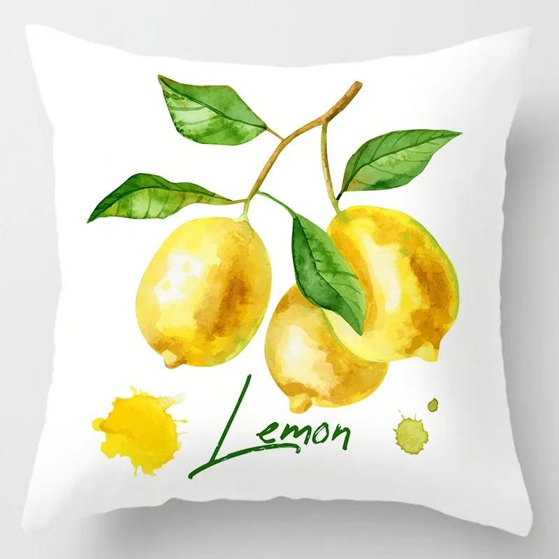 Zitronenfrucht-Muster Kissenbezug mit Kurzplüsch-Druck für Wohnzimmer-Sofa Dekoration Kissenbezüge Kissenbezüge
