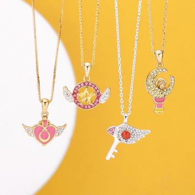 Anime Sailor Moon 925 Sterling Silber Anhänger Halskette Card Captor Sakura Mond Stick Herz Schmuck Cosplay Requisiten Frauen Mädchen Geschenke