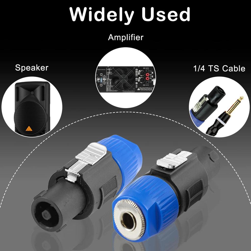 Xiatiaosann Speakon Adapter 4 Pole Speakon Connector Male TS Female Audio Plug for Neutrix Speakon NA4LJ NA4LJX NL4MP NL4MPR NL4FC NL4FX 4pcs - 6.35mm