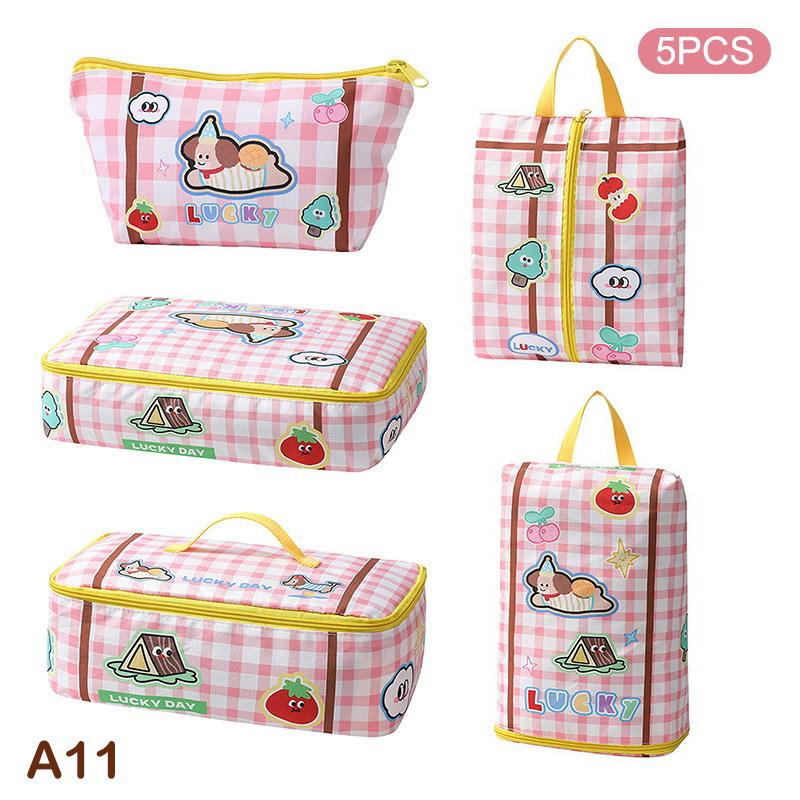Cute Zippered Travel Storage Bag Large Capacity Waterproof For Clothes, Underwear, Suitcases Clothing Classification Storage Bag