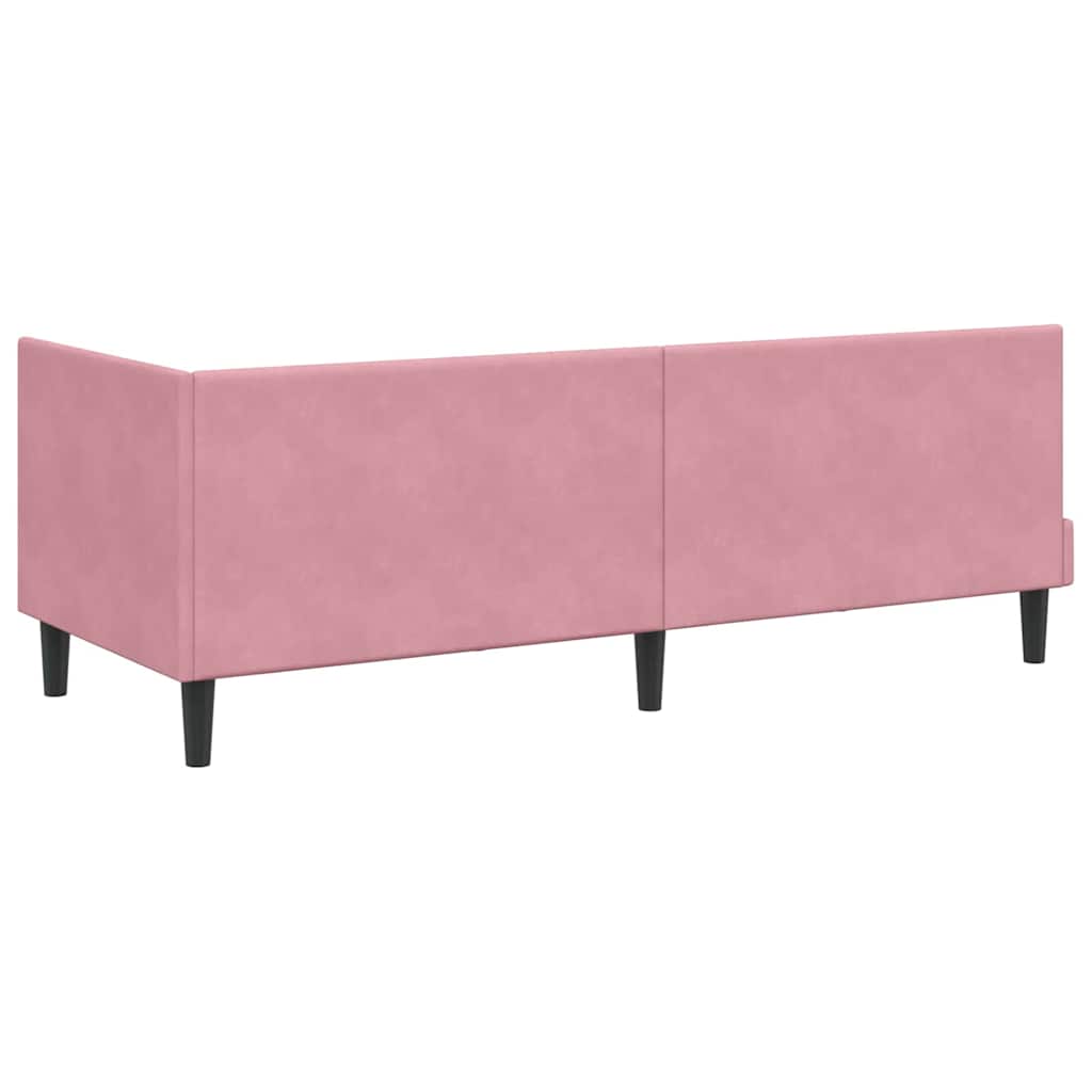 Corner Bed Frame with Headboard Pink 80 cm x 200 cm Velvet