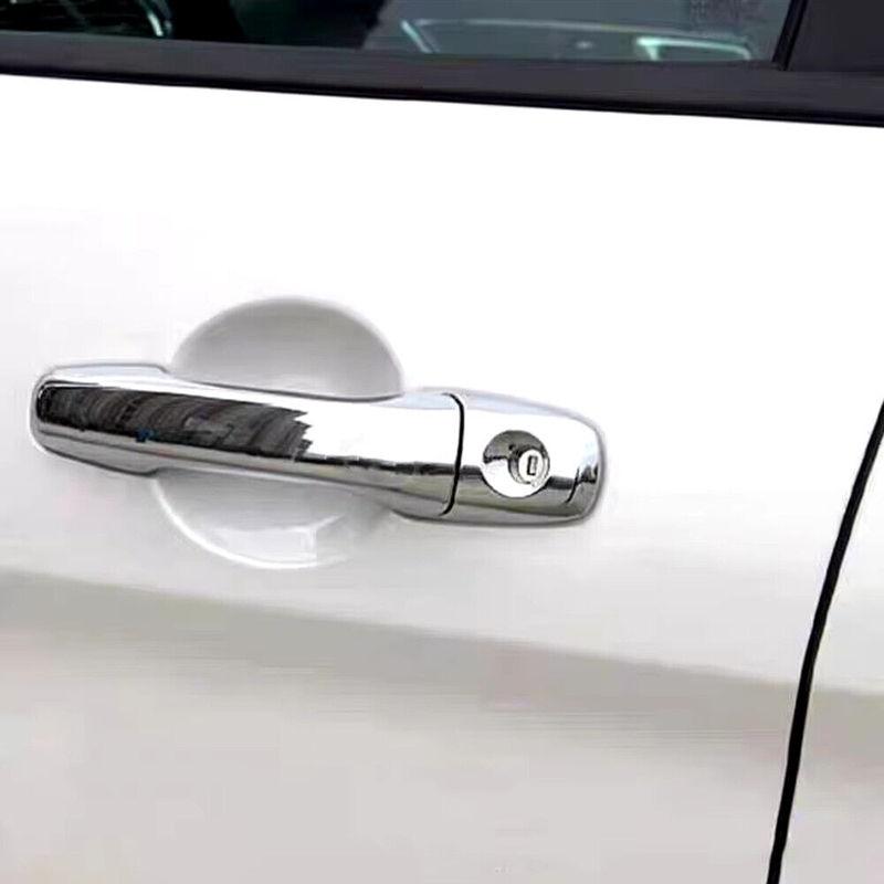 For Ford Explorer 2011- Carbon Fiber Style Chrome Car Door Handle Cover Sticker Trim Cap Accessories Auto Protect Decor ABS