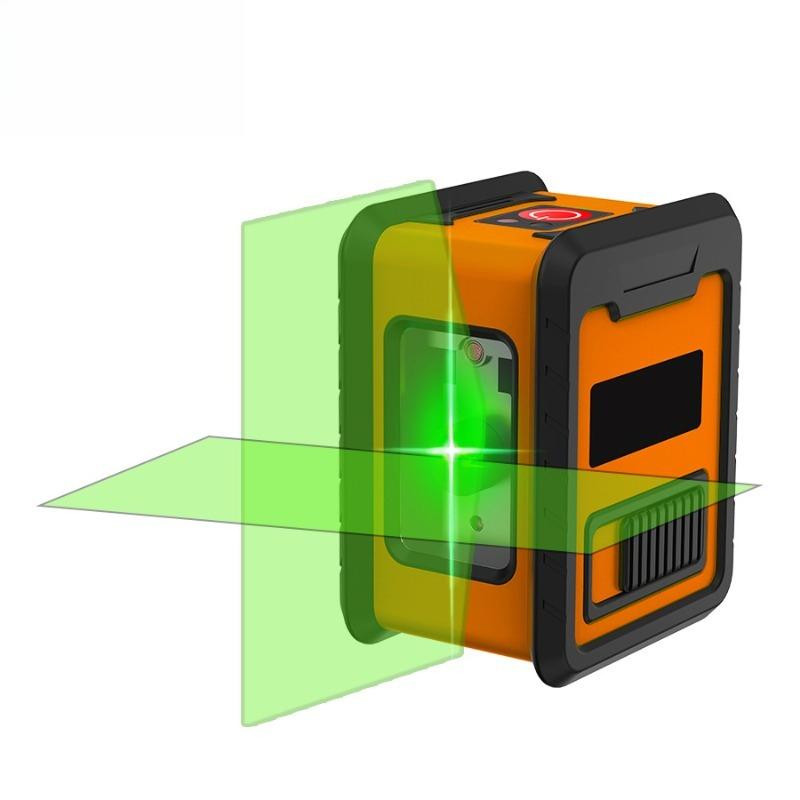 Portable Mini 2-Line Laser Infrared Leveling Tool High-Precision Bright Green Line Projector Kit
