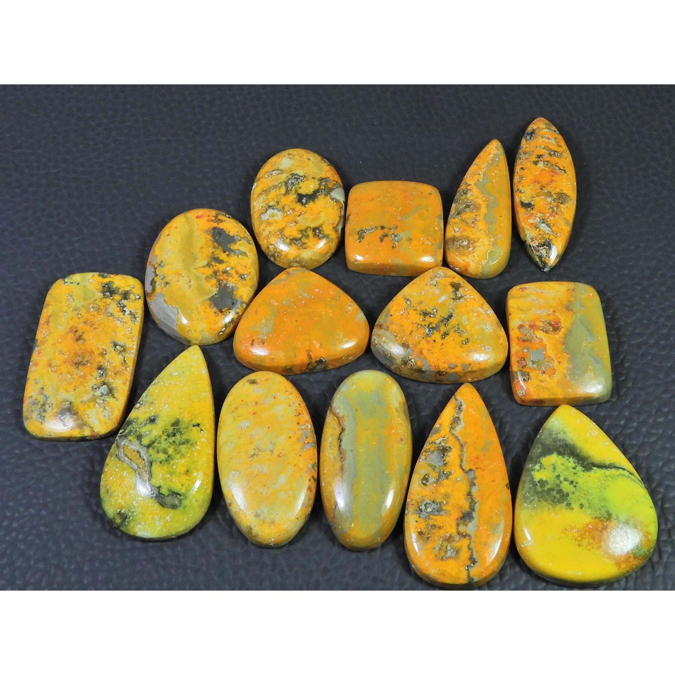303Cts. Natural Bumble Bee Jasper Mix Cabochon Loose Gemstone 14 Pcs Lot C-2256