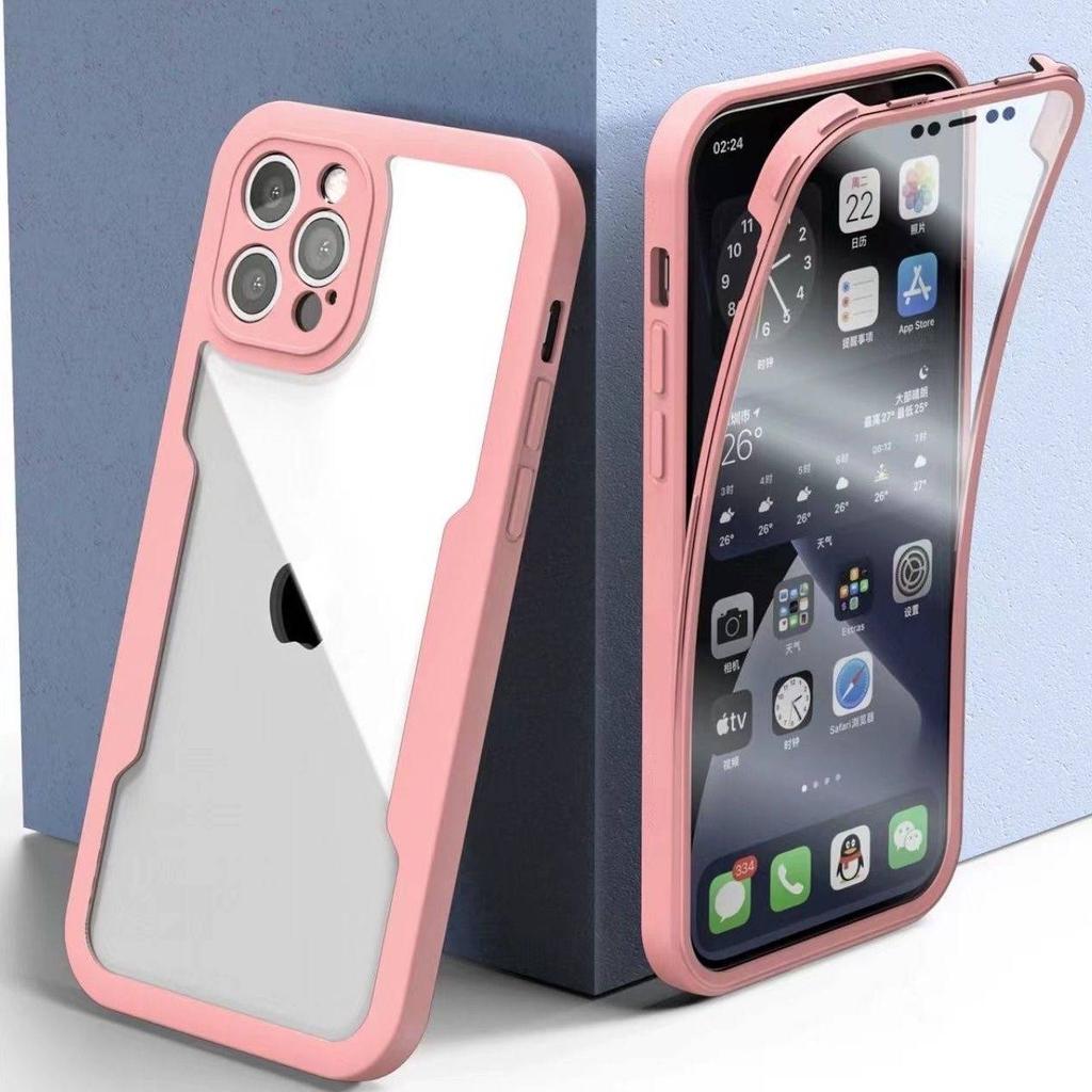 Etui 360 Pełna Ochrona dla iPhone 15 Pro Max dla iPhone 14 13 11 Pro 12 mini 15 Plus XR XS Max Luksusowe Dwustronne Miękkie Etui