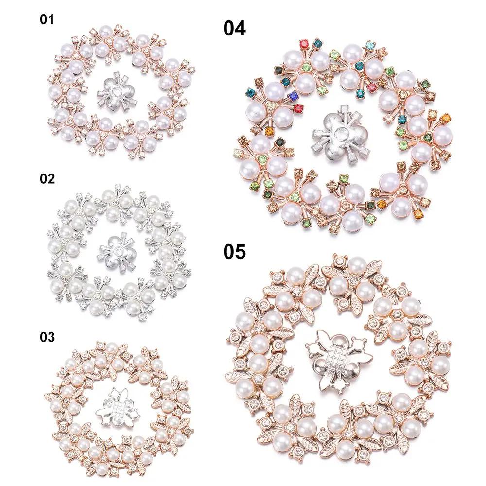10PCS DIY Craft Hat Accessories Crystal Pearl Button Pearl Hairpins Rhinestone Buttons Headwear Clip