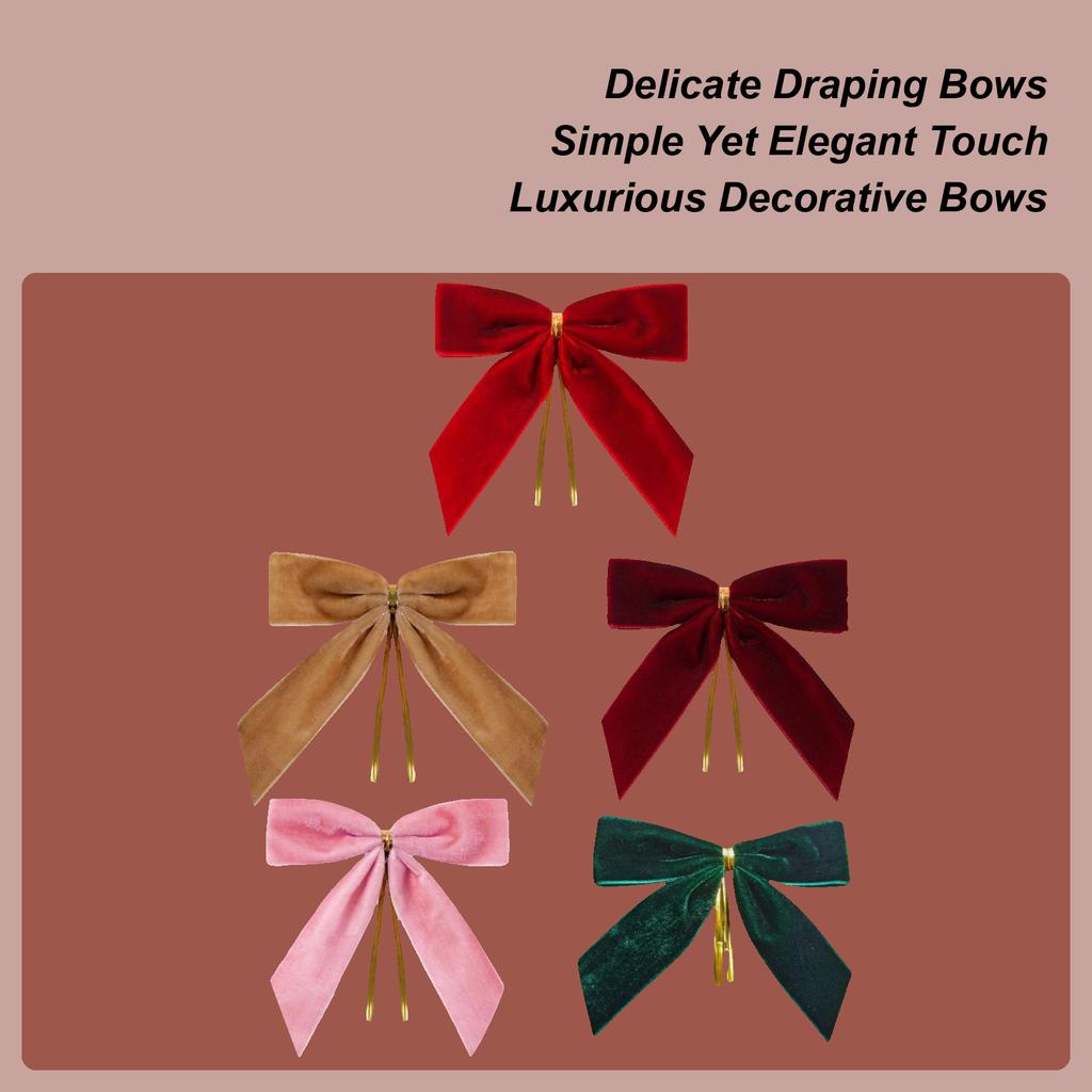 Velvet Bows for Christmas Tree 24 Pieces Ornaments Rustic Velvet Bows for Christmas Tree for Garlands Gift Wrapping Weddings