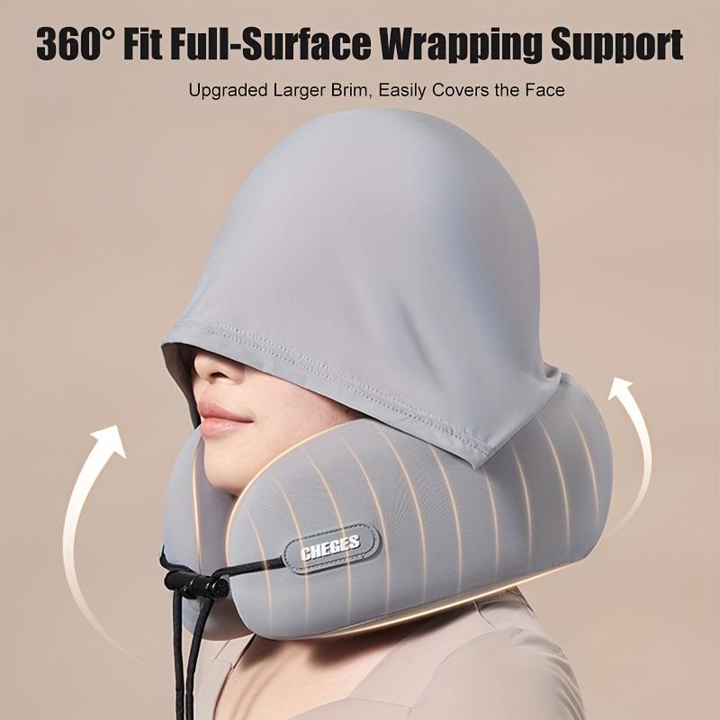 Adjustable U-Shaped Neck Pillow 1pc Hooded Synthetic Fiber Hand Washable Multiple Colors for Car Travel Outdoor Use 100% Filling Comfort Fit