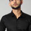 Men's Black Formal Cotton Satin Long Sleeve Shirt - 90% Combed Cotton 10% Satin