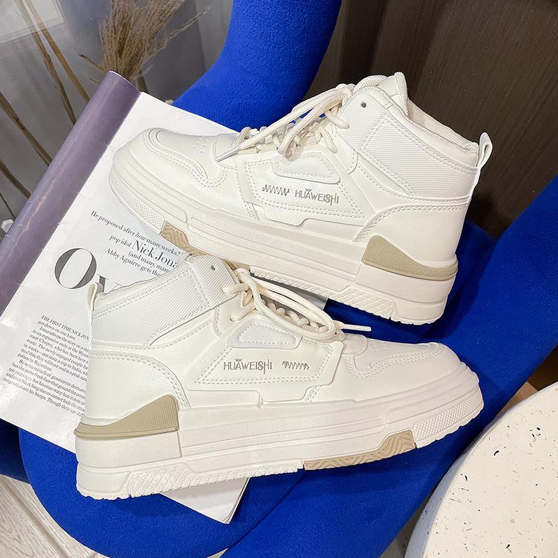 

High-top board shoes women s 2025 autumn and winter new women s shoes student ins trendy versatile platform casual shoes soft-soled sports shoes 35 бежевый