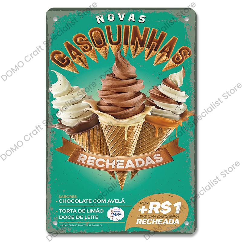 Summer Dessert Poster Vintage Metal Sign Ice Cream Cone Charlotte Metal Tin Plate Wall Decor for Cafe Shop Kitchen Living Room