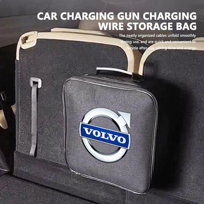 Voor Volvo Auto Laadkabel Opbergtas Stekkers Laadpistool Organizer Accessoires V60 V90 S60 S80 S90 C30 XC40 XC60 XC70 XC90 GU9