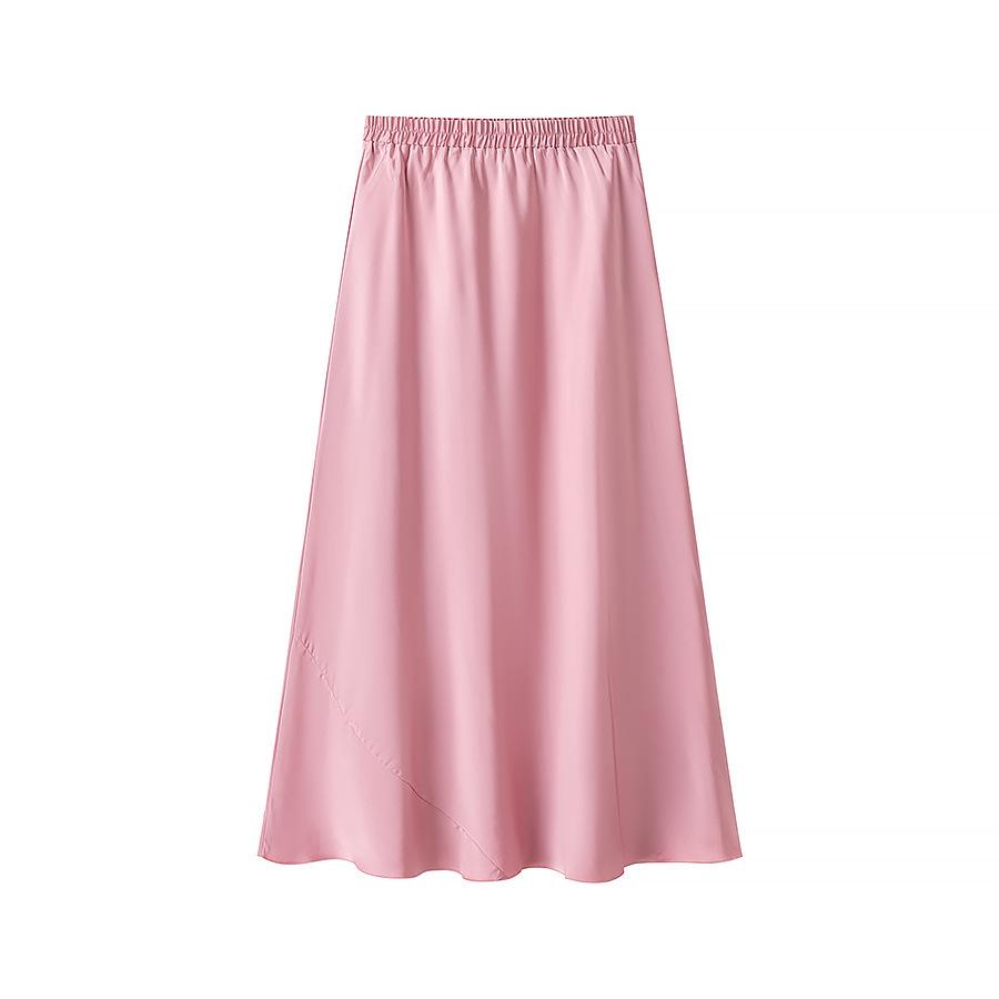 Dame Lilla Sateng Fishtail Midi Skjørt - Høy midje, A-linje, Rynket kroppsnær design