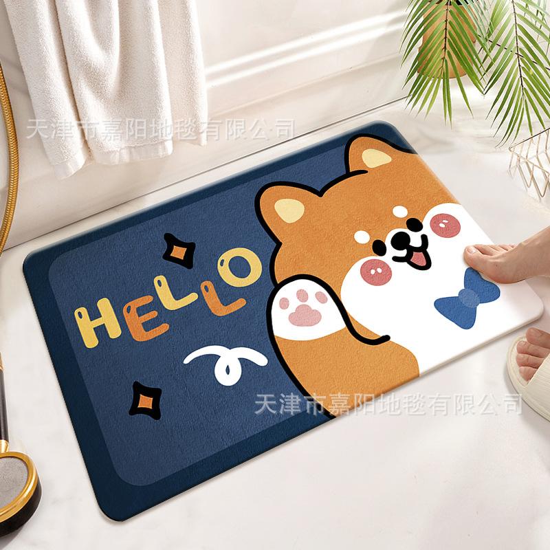 

2 шт. мультяшный имитация кашемира напольный коврик для ванной впитывающий дверной коврик нескользящий быстросохнущий напольный коврик 40*60cm