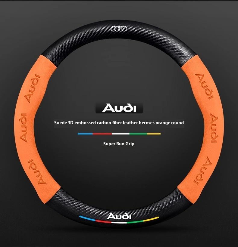 Pro Audi S3 S4 S5 S6 RS3 RS4 RS5 Q2 Q3 Q5 Q7 Q8 SQ5 TT A3 A4 A5 A6 A7 A8 Protiskluzový potah volantu z semiše a uhlíkových vláken