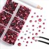 Beadsland Hot Fix Rhinestones, 6,080 Rose Rhinestones for Clothing Crafts, Mixed 6 Sizes, Includes Wax Pencil and Tweezers Kit, SS6-SS30, Rose