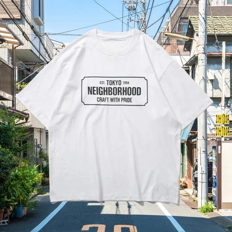 2025 Tokyo Neighborhood Craft and Pride Men's and Women's Printed T-shirt Black and White NBHD Cotton Loose Casual Tshirt Top