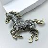 Enamel Horse Shape Brooch with Sparkling Rhinestones Details Versatile Zinc Alloy Pin Jewelry for Gift Giving