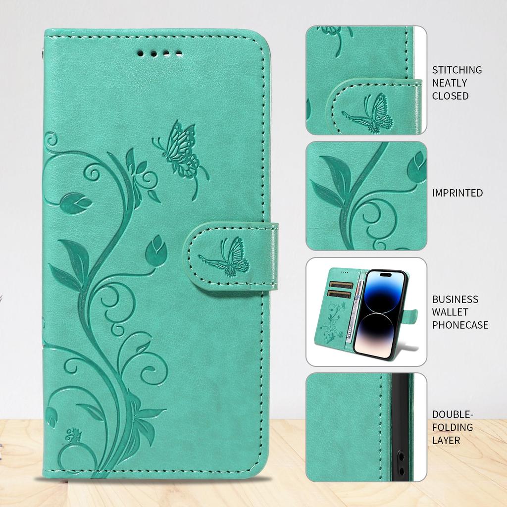 Butterfly Flower Vine Case For iPhone 17 16 15 14 13 12 11 Pro Max Plus Mini 16E 17 Air Flip Wallet Card Slot Leather Book Cover