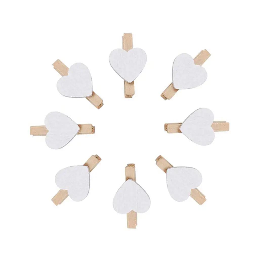 25/50Pcs Heart Wooden Clothespins, Colorful Mini Clips with Natural Jute Twine for DIY Crafts & Photo Display