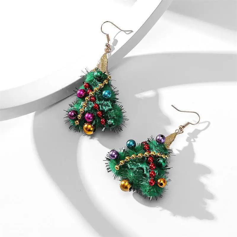 Creative New Best-selling Elk Christmas Tree Cartoon Bells Santa Claus Earrings Ladies Fashion Jewelry Pendientes Festival Gifts