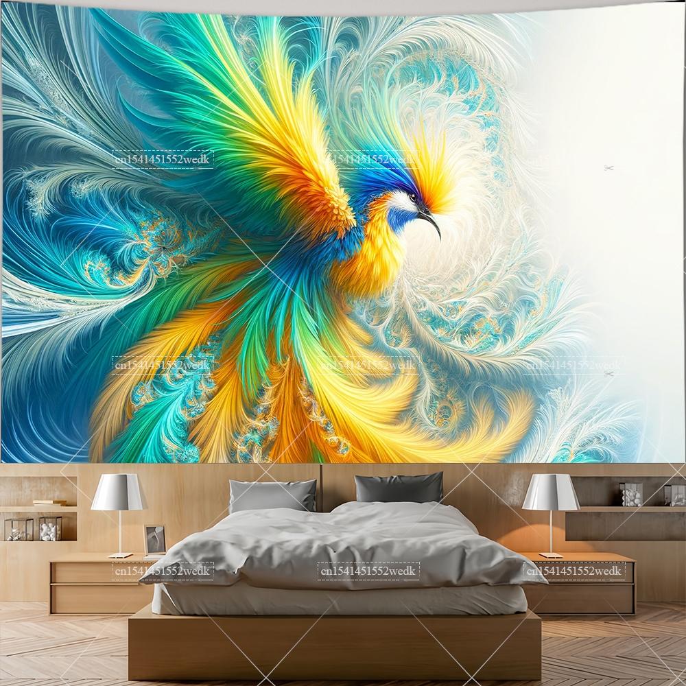 Phoenix Bird Wall Hanging Tapestry Aesthetic Room Decor Paintings Landscape Tapestrys Yoga Meditation Spiritual Background Cloth