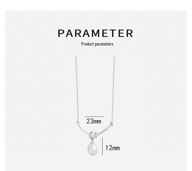 S925 Sterling Silver Rope Knot Freshwater Pearl Necklace – Elegant Clavicle Chain for Women, Perfect Gift for Girlfriend