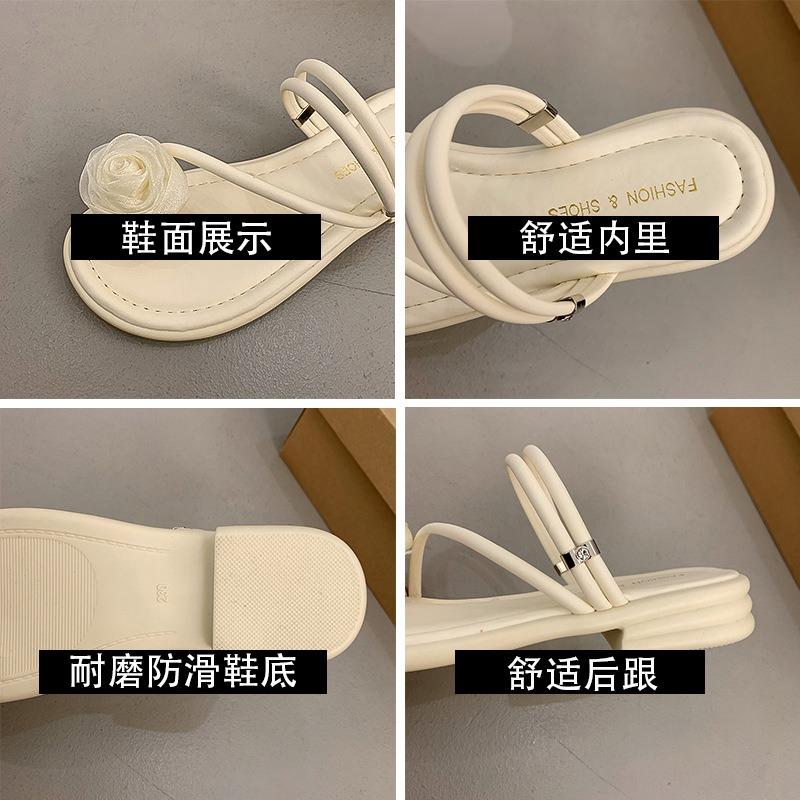 Flat bottom cover toe cool slippers women's summer wear fashionable new flower toe two wear slippers