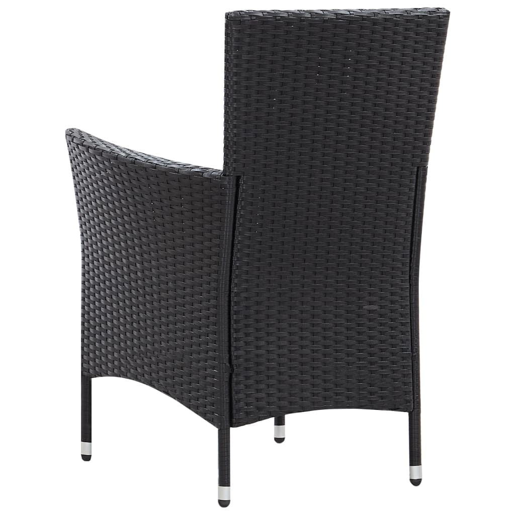9 piece Garden Dining Set Poly Rattan Black