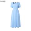 ZANZEA Abito Casual Elegante da Donna con Scollo Quadrato e Maniche Corte