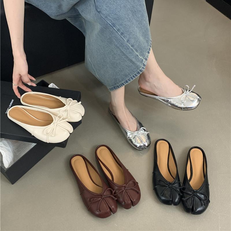 Fashion Bailamos Women Slippers Tabi Ninja Shoes Woman Microfiber Leather Comfy Slides Split Toe Flats Soft Bottom Loafers 2024 New Fash