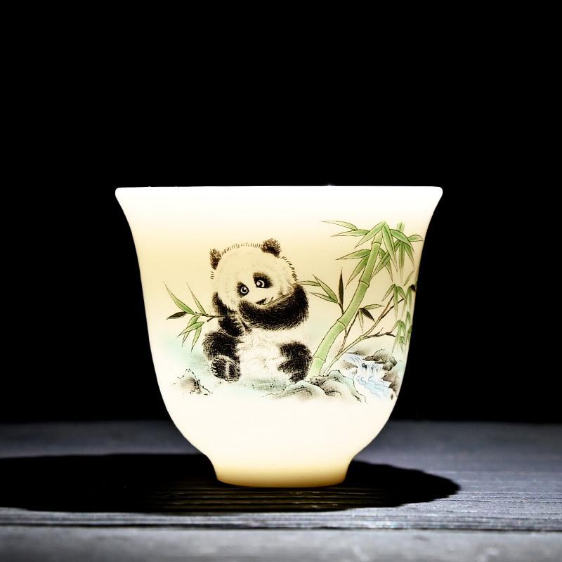 Suet Jade Porcelain High-end Teacup Household Tea Cup Chinese Ceramic Kung Fu Tea Set Suet Jade Porcelain Guofeng Single Cup