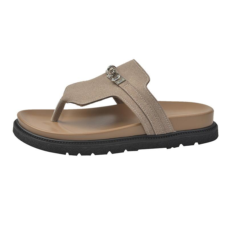 Thick-soled Toe Slippers for Women, Summer Beach Shoes, Sandals, Soft-soled Casual Lazy Muffin Slippers for Women