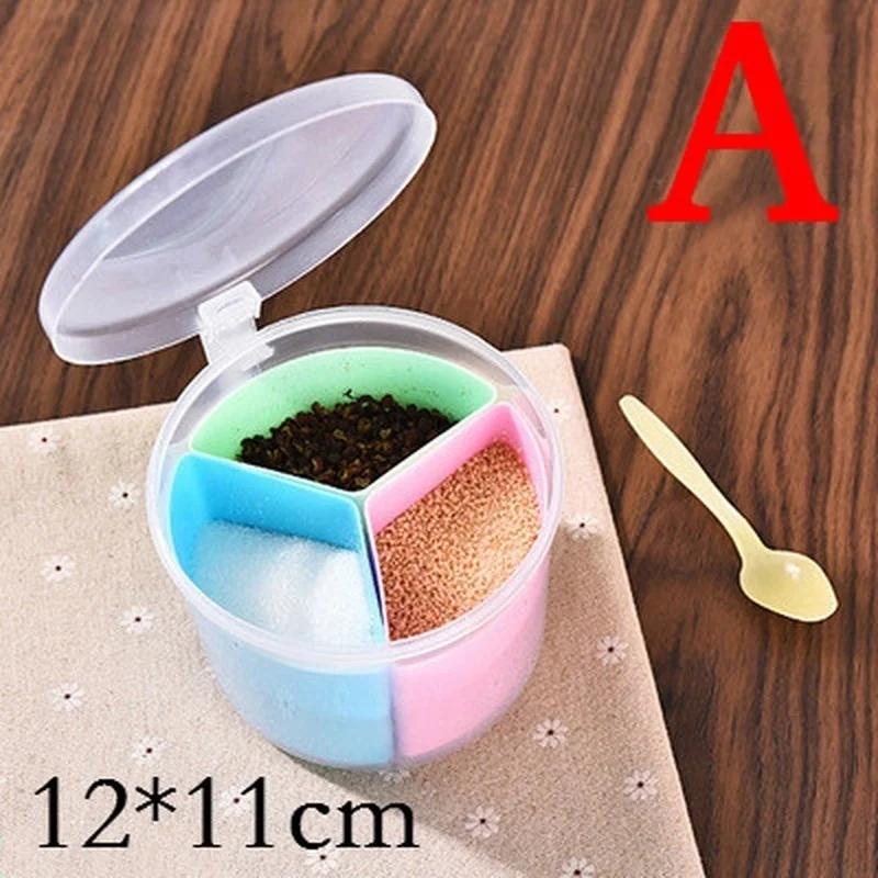 1PCS Plastic Divided Spice Box Kitchen Seasoning Jar Seasoning Box Creative Sugar Jar Salt Jar Kitchen Accessories