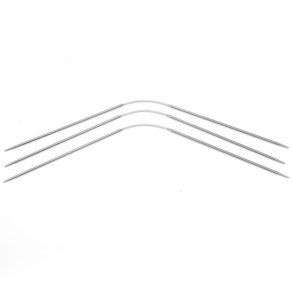 3Pieces Stainless Steel Circular Knitting Needle Set for Beginners Round Metal Weaving Knitting Needle with Wire